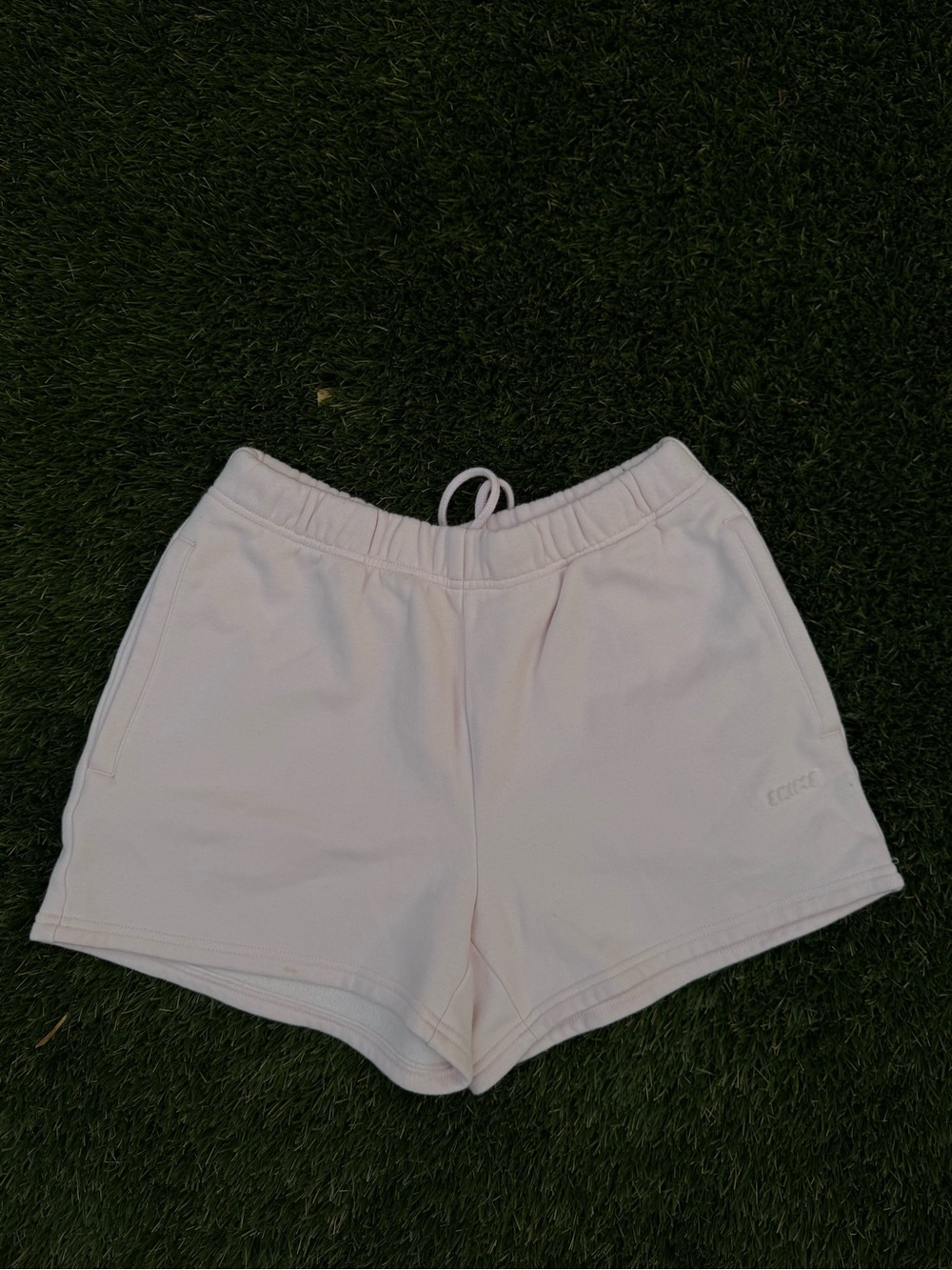 SKIMS Light Pink High-Rise Drawstring Athletic Shorts